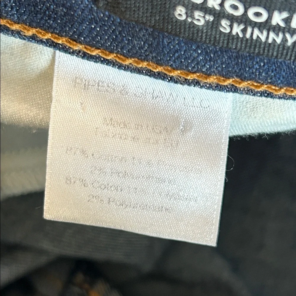 Veronica Beard Brooke 8.5” Low Rise Skinny Jean Dark Wash Gold Stitch Denim | 26